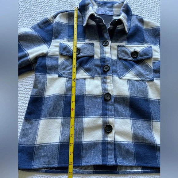 BB Dakota Steve Madden Blue White Plaid Flannel Shacket Buffalo Check - Picture 6 of 9